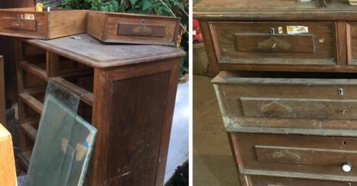 Instead of throwing this old chest of drawers away, man saw potential in it and transformed it into a masterpiece